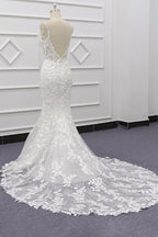 Bestes Trägerkleid mit Applikationen, elegantes Meerjungfrauen-Brautkleid