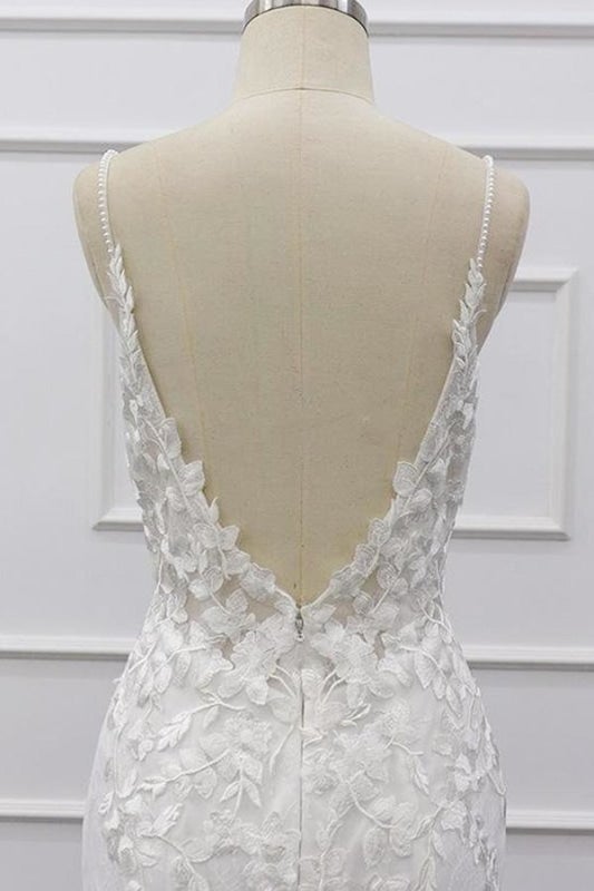 Bestes Trägerkleid mit Applikationen, elegantes Meerjungfrauen-Brautkleid