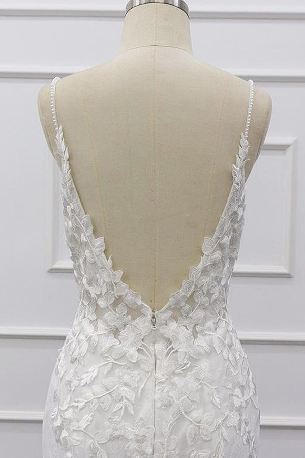 Bestes Trägerkleid mit Applikationen und Meerjungfrauenschwanz für die Hochzeit
