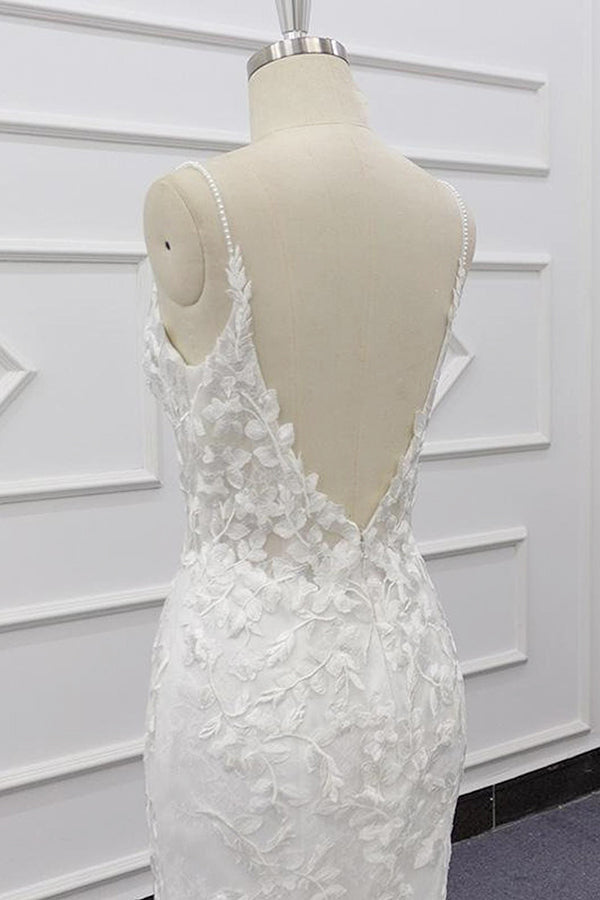 Bestes Trägerkleid mit Applikationen und Meerjungfrauenschwanz für die Hochzeit