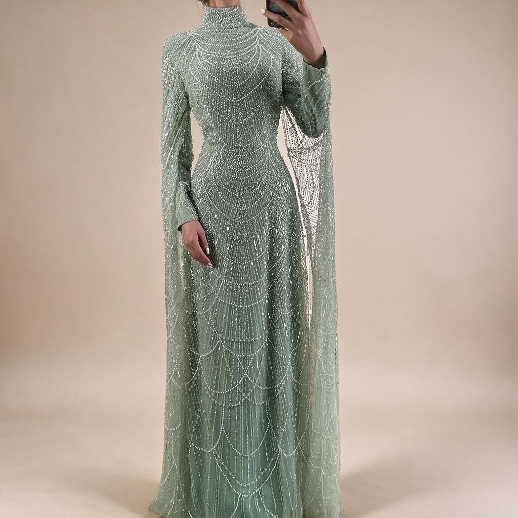 White High Neck Long Sleeve Mermaid Evening Dress 2026 Party Gowns for Women DLA72591 Customized | Nightbubo