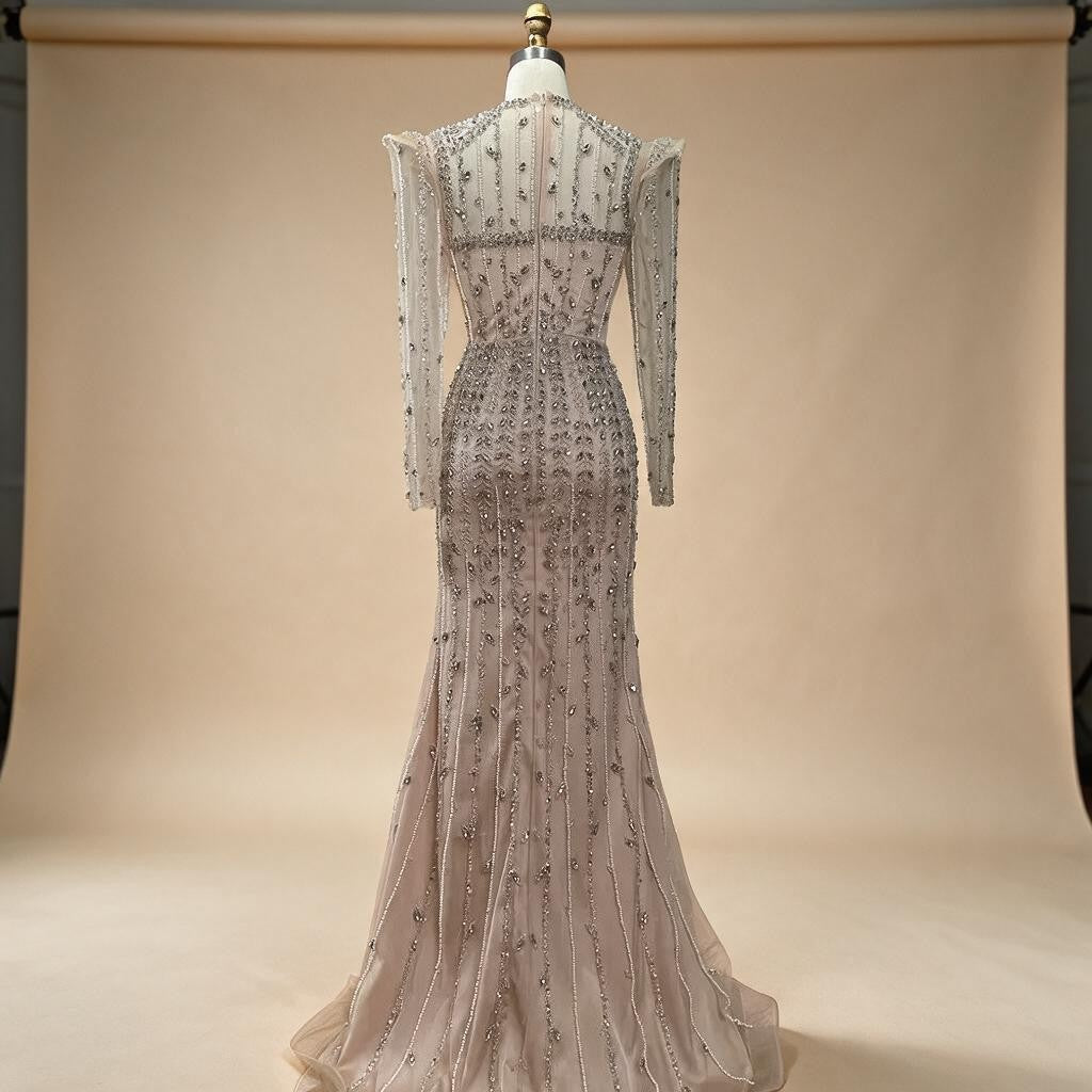 Pink Luxury Mermaid Pearls Beaded Dubai Evening Dress Gown for Formal Events DLA72826 Customized | Nightbubo