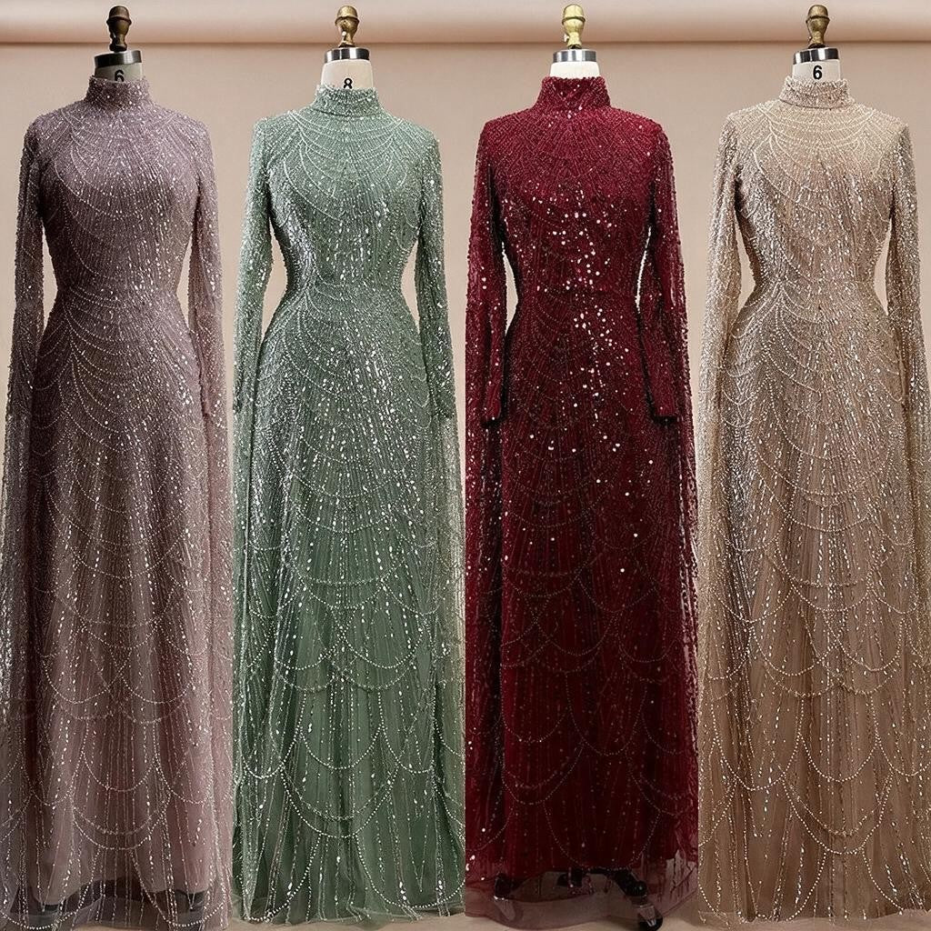 White High Neck Long Sleeve Mermaid Evening Dress 2026 Party Gowns for Women DLA72591 Customized | Nightbubo