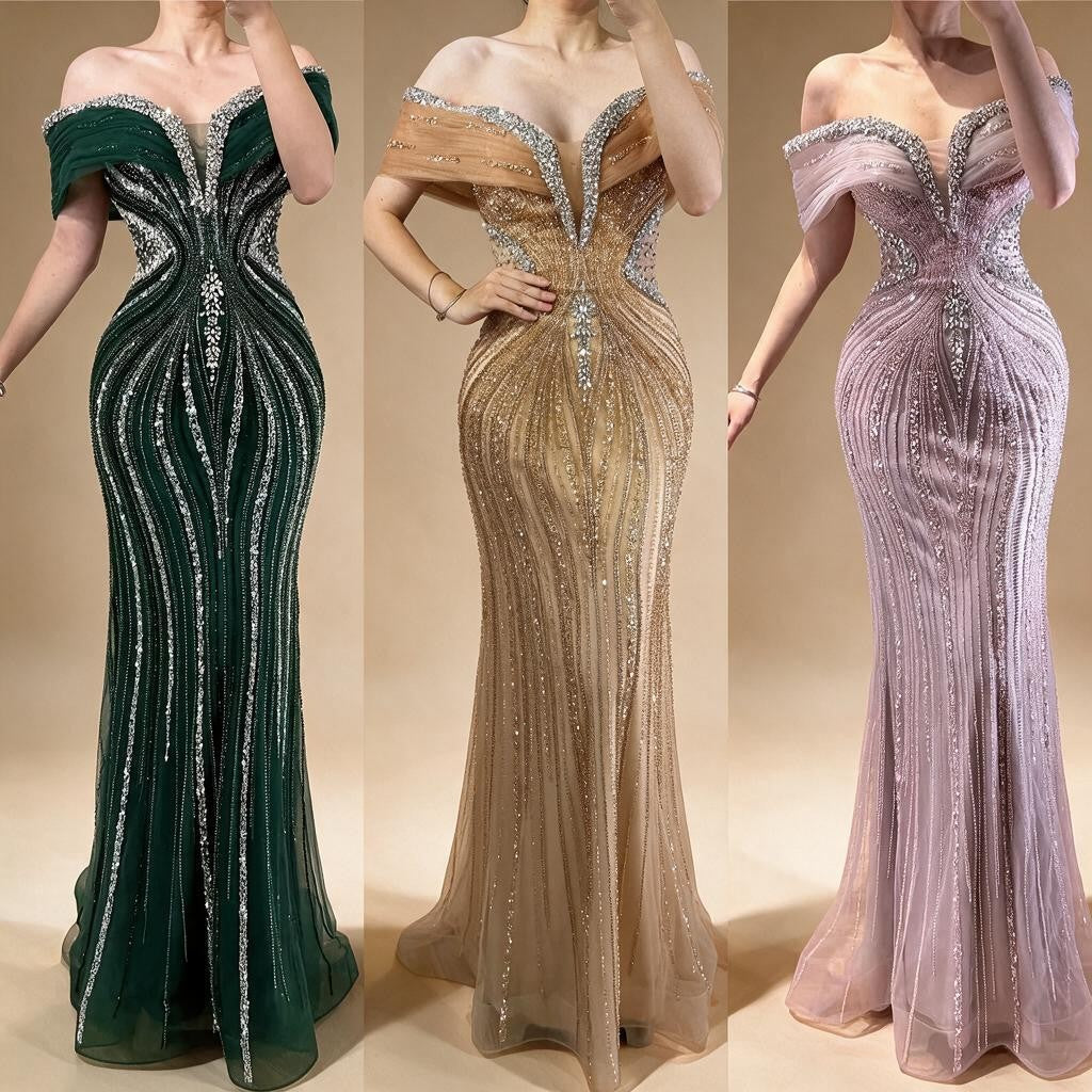 Customized Gold Mermaid Evening Dress 2026 Luxury Beaded Party Gowns for Women DLA73142A | Nightbubo