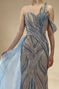 Blue Strapless Mermaid Beaded Evening Dresses with Skirt Formal Party Gwons for Women DLA72662 Customized | Nightbubo