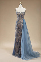 Blue Strapless Mermaid Beaded Evening Dresses with Skirt Formal Party Gwons for Women DLA72662 Customized | Nightbubo
