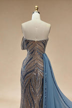 Blue Strapless Mermaid Beaded Evening Dresses with Skirt Formal Party Gwons for Women DLA72662 Customized | Nightbubo