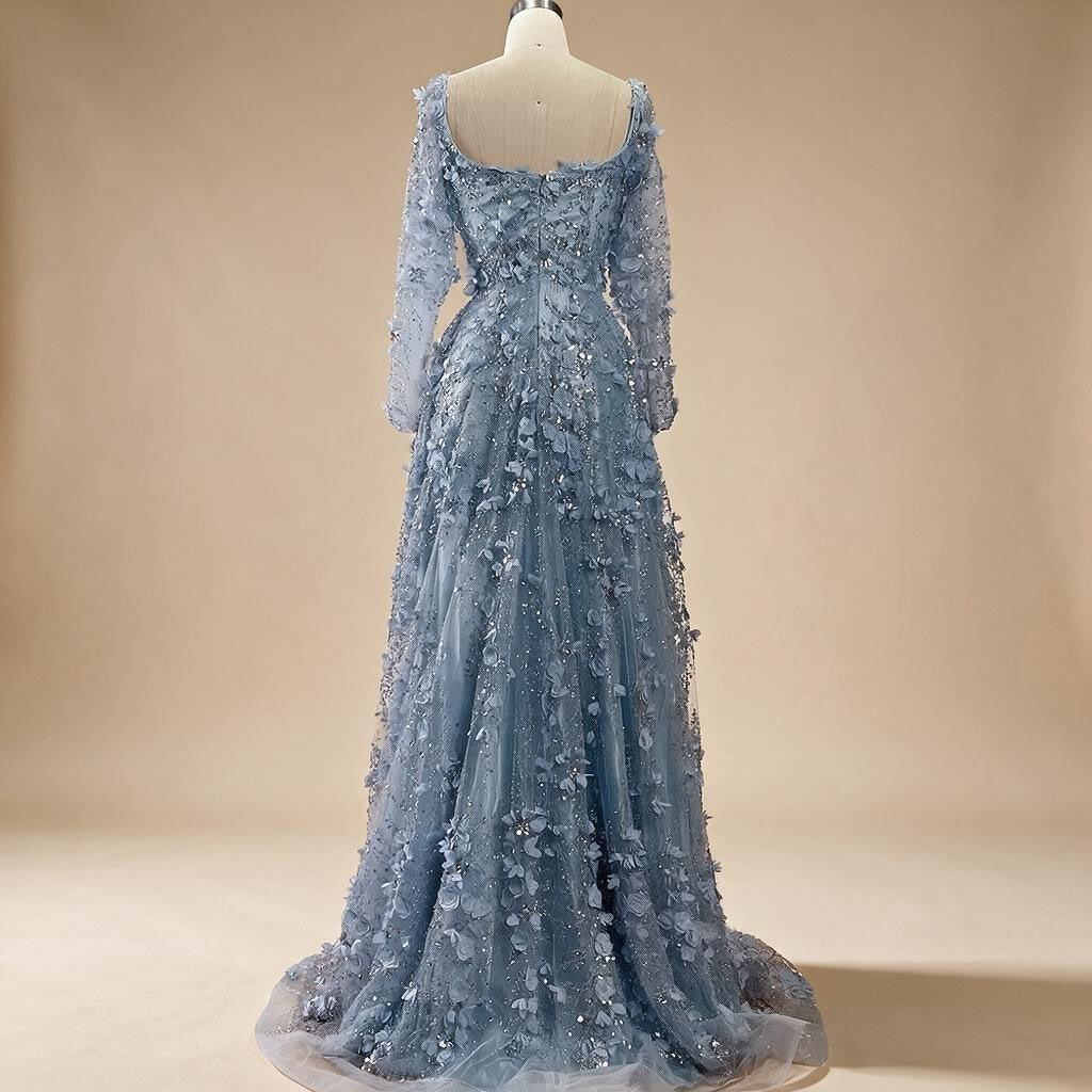 2025 Dubai Gray Lace-Up A-Line Elegant Appliques Elegant Beaded Evening Dresses For Women Wedding Party DLA72657 Customized