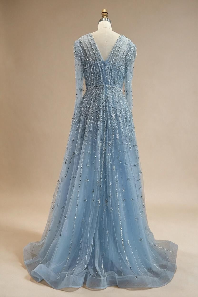 Saudi Arabic Elegant Nude A-Line Beaded Evening Dress Gown For Wedding Occasion 2025 DLA71803D Customized (ZD17240)
