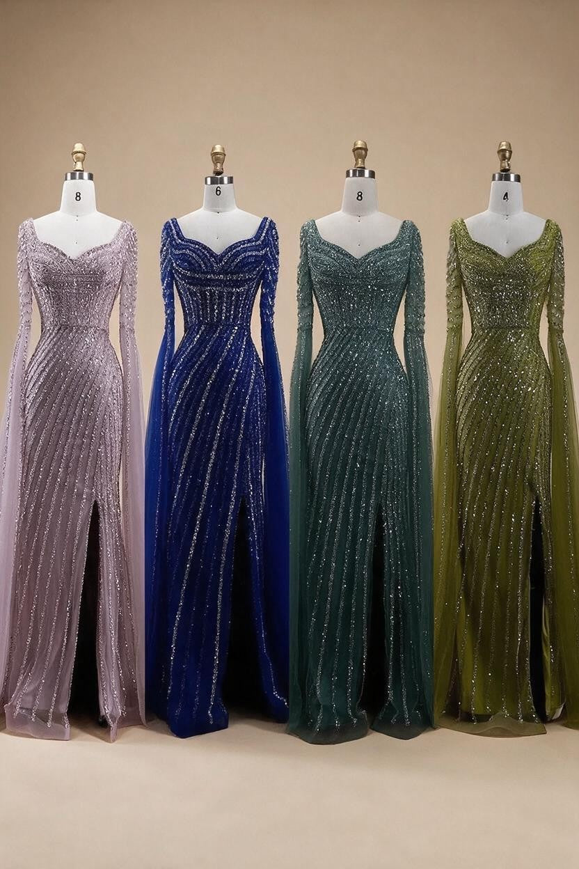 Turquoise Beaded Sweetheart Mermaid Evening Gown Overskirt Dubai Party Dresses for Women DLA72314 Customized | Nightbubo