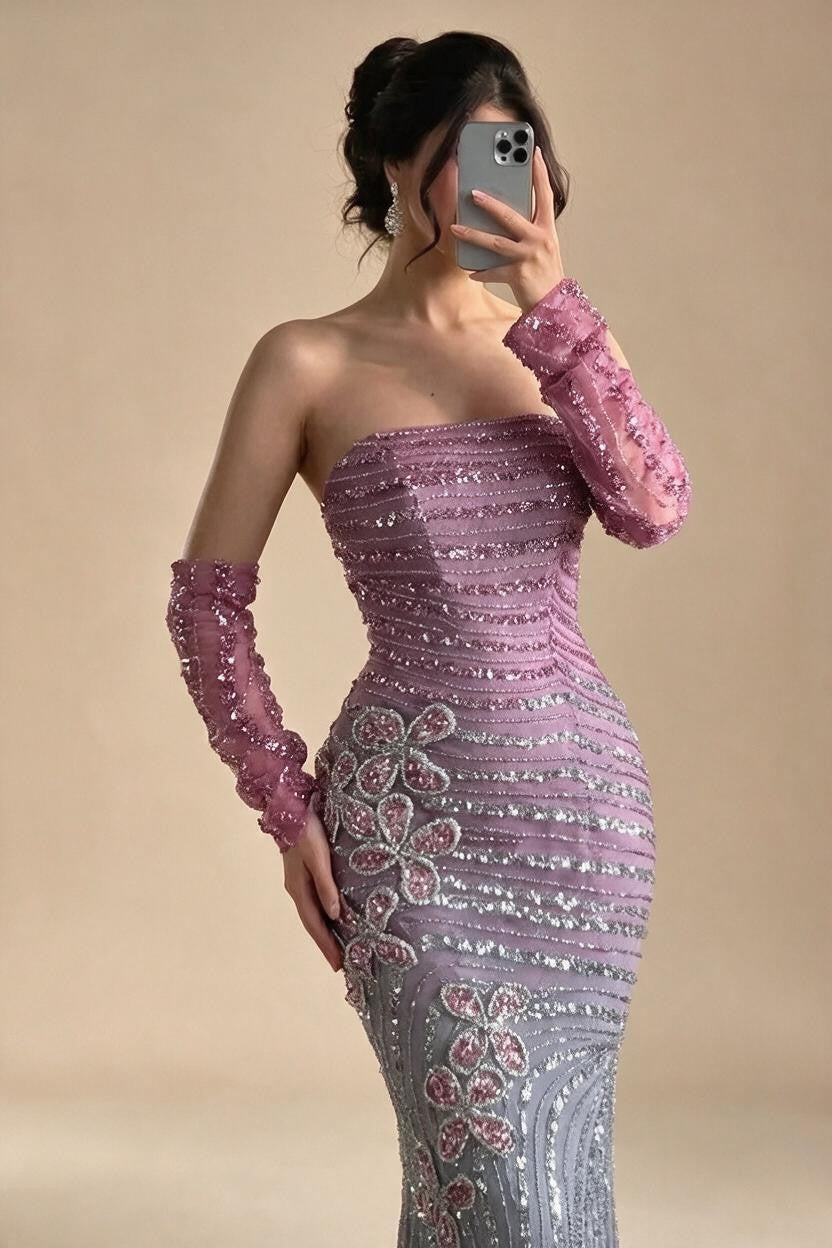 Pink Ombre Heavy Beaded Mermaid Evening Dress 2026 Luxury Party Gowns for Women DLA73532 Customized | Nightbubo