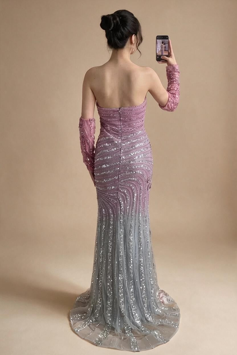 Pink Ombre Heavy Beaded Mermaid Evening Dress 2026 Luxury Party Gowns for Women DLA73532 Customized | Nightbubo