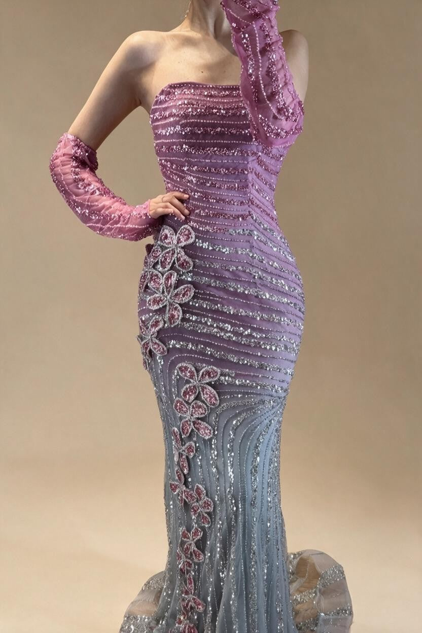 Pink Ombre Heavy Beaded Mermaid Evening Dress 2026 Luxury Party Gowns for Women DLA73532 Customized | Nightbubo