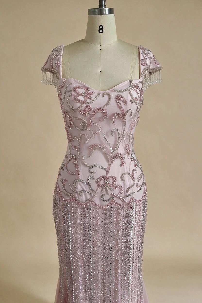 Pink Mermaid Beaded Evening Gowns 2026 Arabic Elegant Wedding Party Dresses DLA73550 Customized | Nightbubo