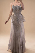 2026 Luxury Caramel Crystal Beaded Spaghetti Strap Mermaid Evening Dress Gowns for Formal Party DLA72810A Customized | Nightbubo
