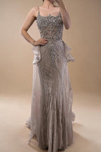 2026 Luxury Caramel Crystal Beaded Spaghetti Strap Mermaid Evening Dress Gowns for Formal Party DLA72810A Customized | Nightbubo