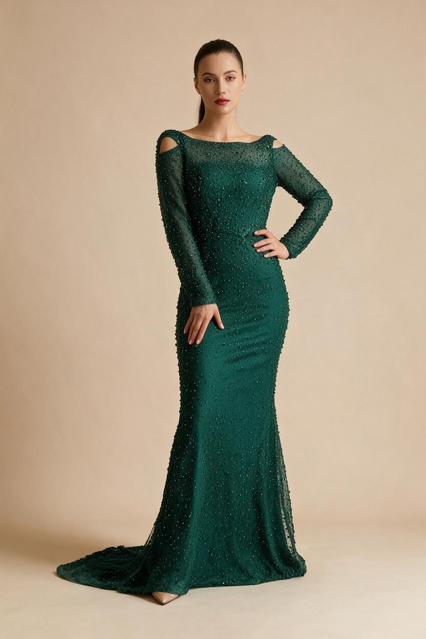 Black Off Shouder Mermaid Beaded Evening Dresses Women Party Gowns for Formal Occasion DLA73206 Customized | Nightbubo