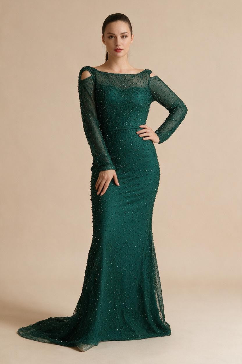 Black Off Shouder Mermaid Beaded Evening Dresses Women Party Gowns for Formal Occasion DLA73206 Customized | Nightbubo