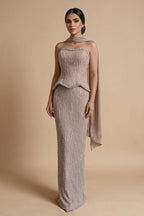 Luxury Beaded Evening Dresses Strapless Peplum Vestidos De Fiesta Wedding Party Formal Wear Gown for Women DLA73076A | Nightbubo