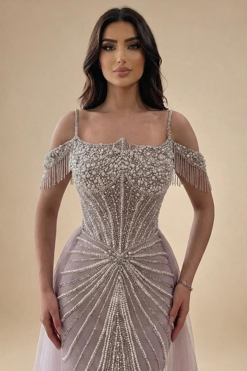 2026 Mermaid Evening Gowns Pearl Beaded Tassel Formal Party Dresses for Wedding Guest DLA73148B Customized | Nightbubo
