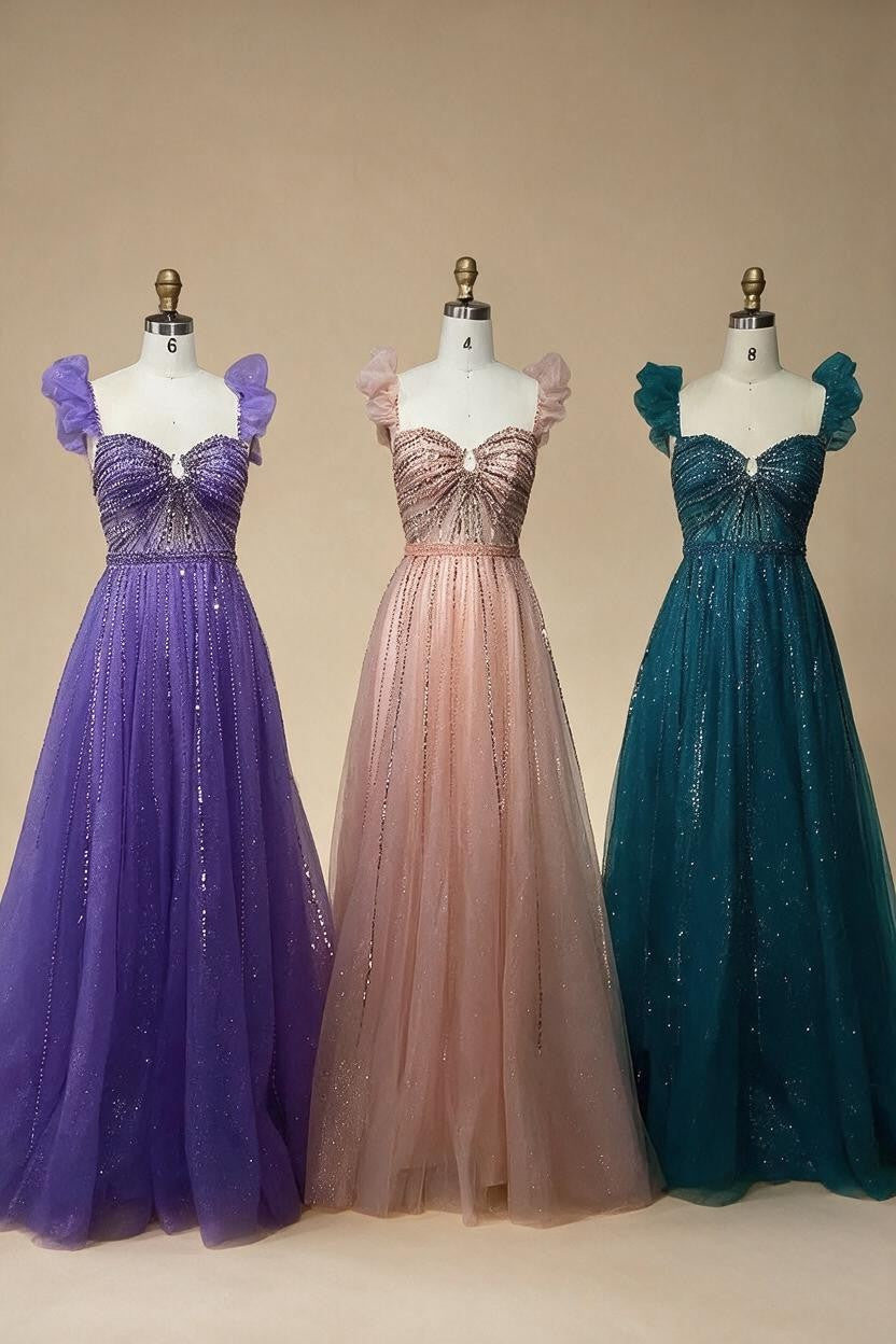 Purple Sleeveless A-Line Beaded Evening Prom Dresses Elegant Party Gowns for Women DLA72324 Customized rts | Nightbubo