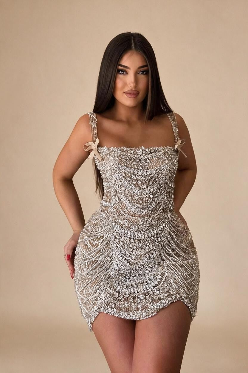 2026 Pearls Luxury Beaded Evening Gowns Cocktail Party Mini Short Dress for Women Customized DLA72983B | Nightbubo