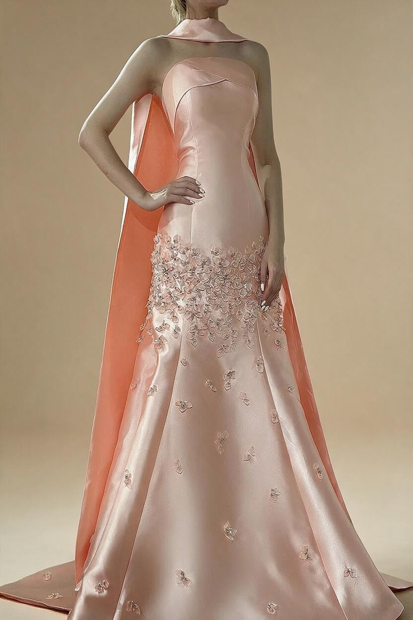 Baby Blue Satin Mermaid Dubai Evening Dress Appliques Formal Party Gowns for Women DLA72483A Customized | Nightbubo