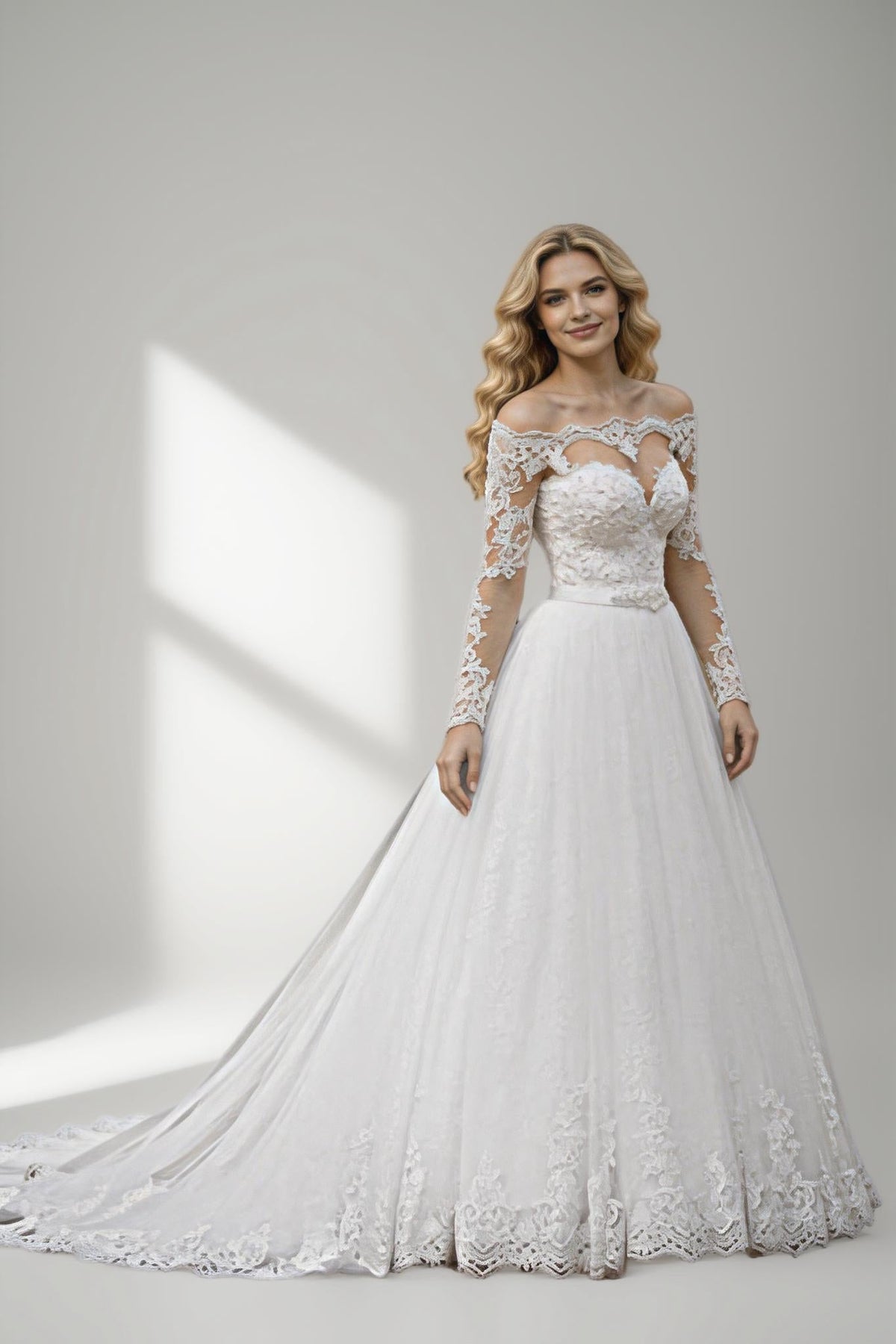 2025 Sexy Off Shoulder Wedding Dresses Appliques Long Sleeve Bridal Gowns Vintage Vestidos De Noiva Mariage Plus Size Custom De