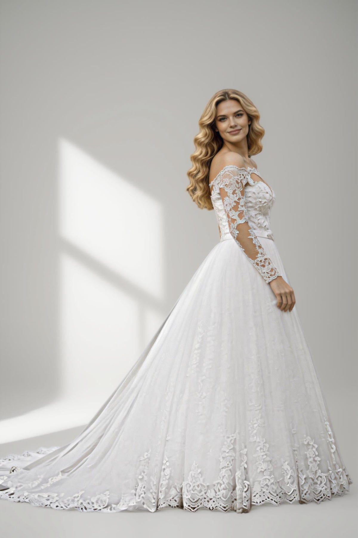 2025 Sexy Off Shoulder Wedding Dresses Appliques Long Sleeve Bridal Gowns Vintage Vestidos De Noiva Mariage Plus Size Custom De