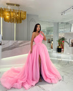 Vestidos de noite compridos, sem mangas, pretos, com corte A e racha