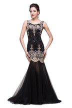 Black Scoop Sweep-length Mermaid Formal Dresses