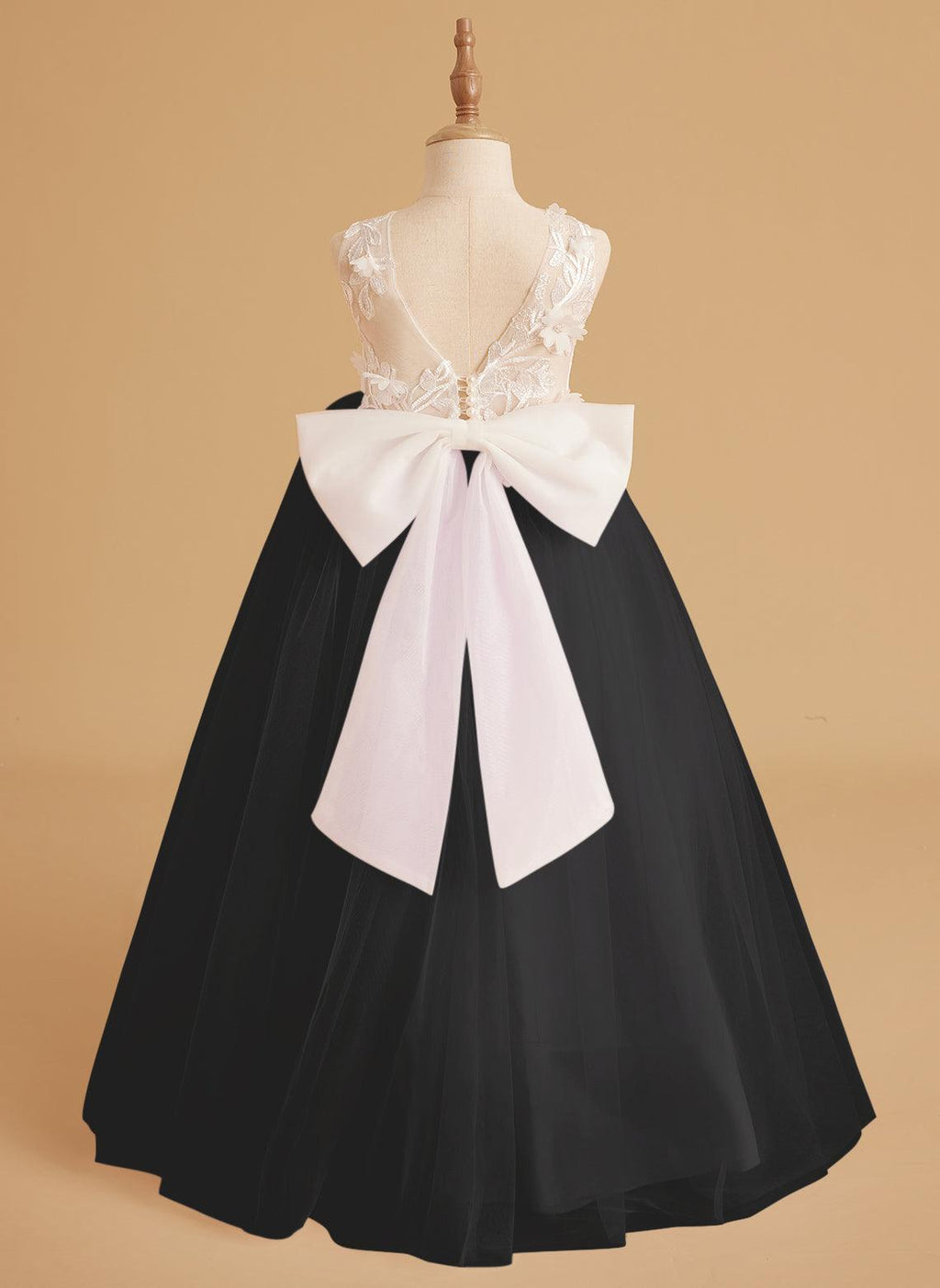 Dream Princess Sleeveless Detachable Train Flower Girl Dress