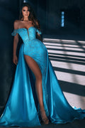 Robe de soirée longue sirène cœur en paillettes asymétrique avec fente