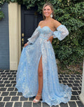 Raya | Robe de bal à manches en dentelle avec encolure en cœur et coupe A