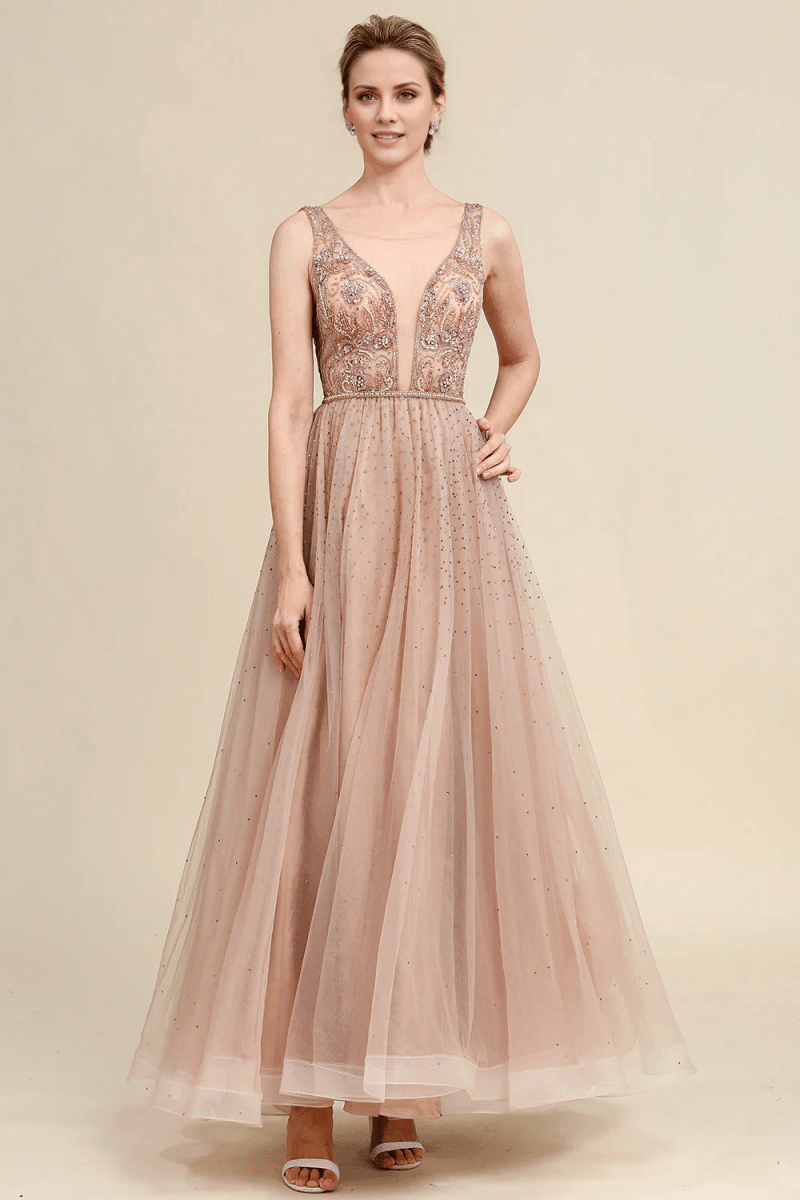 Blush A Line Beaded Sparkly Mother of Bride Dress