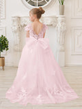 Ivory Detachable Train Princess First Communion Flower Girl Dress