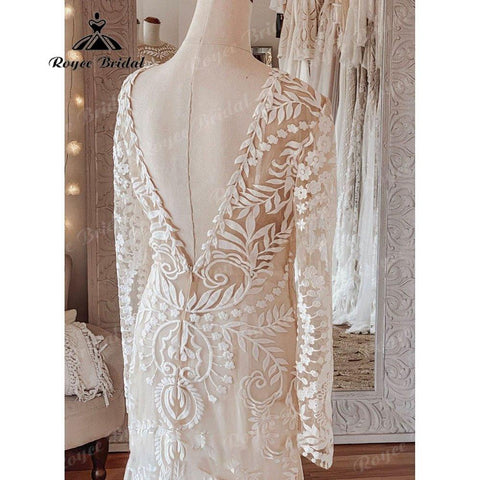 Bohemian Boho Meerjungfrau Spitze Strand Hochzeit Kleid für Frauen 2025 Robe Mariee Chic Braut Hochzeit Kleider Nach Maß hochzeitskleid