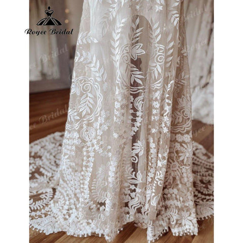 Bohemian Boho Meerjungfrau Spitze Strand Hochzeit Kleid für Frauen 2025 Robe Mariee Chic Braut Hochzeit Kleider Nach Maß hochzeitskleid