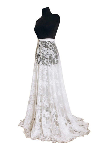 Boho Brautkleider A-Linie Separates Separates Sweep / Brush Train Lace OverSkirts Brautkleider mit Applikationen Volltonfarbe