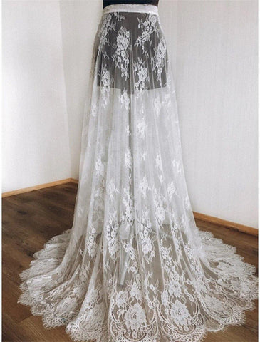 Boho Brautkleider A-Linie Separates Separates Sweep / Brush Train Lace OverSkirts Brautkleider mit Applikationen Volltonfarbe
