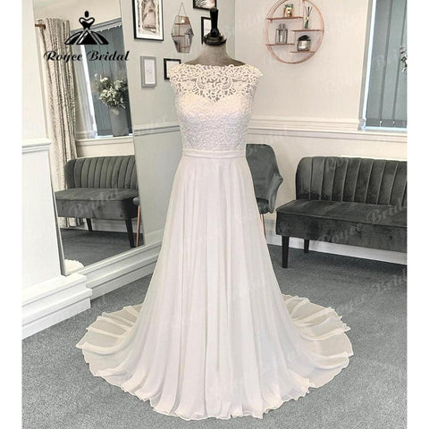 Brautkleid Ärmelloses Strand Spitzenmieder Chiffon Boho Brautkleid für Frauen 2024 Sommer Brautkleid Nach Maß vestido longo 