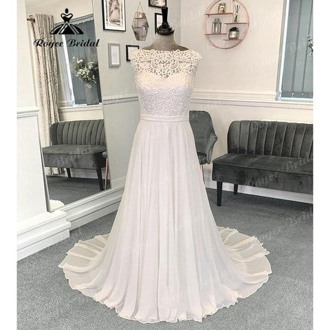 Brautkleid Ärmelloses Strand Spitzenmieder Chiffon Boho Brautkleid für Frauen 2024 Sommer Brautkleid Nach Maß vestido longo 