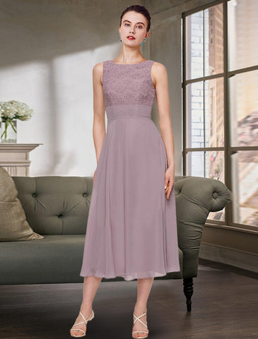 Zweiteiliges Kleid für die Mutter der Braut, Hochzeitsgast, elegant, mit Rundhalsausschnitt, knielang, Chiffon, Spitze, halbe Ärmel, einfarbig