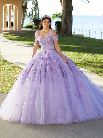 Quinceanera-Kleid mit Schmetterlings-Ausschnitt und kalten Schultern von Fiesta Gowns 56482