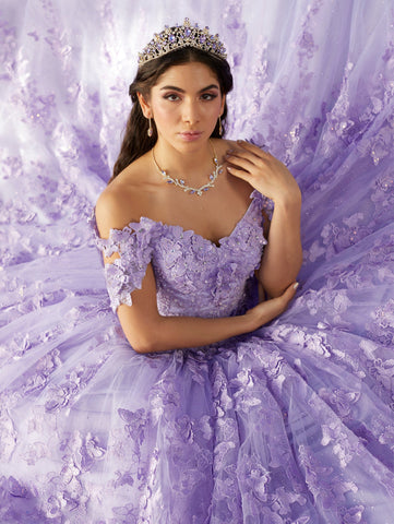 Quinceanera-Kleid mit Schmetterlings-Ausschnitt und kalten Schultern von Fiesta Gowns 56482