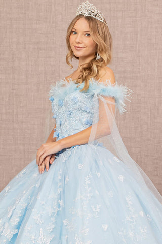Schulterfreies Ballkleid mit Schmetterlingsdruck von Elizabeth K GL3166