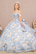 Butterfly Print Ruffled Ball Gown by Elizabeth K GL3174