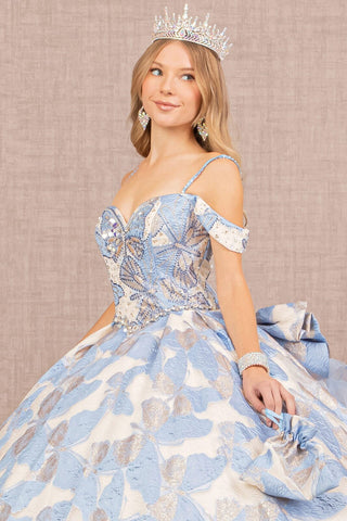 Ballkleid mit Rüschen und Schmetterlingsdruck von Elizabeth K GL3174
