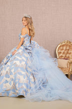Butterfly Print Ruffled Ball Gown by Elizabeth K GL3174