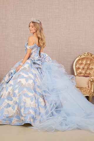 Ballkleid mit Rüschen und Schmetterlingsdruck von Elizabeth K GL3174